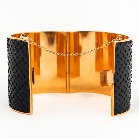 Celine Black Snakeskin Wide Cuff - Picture 5 of 7
